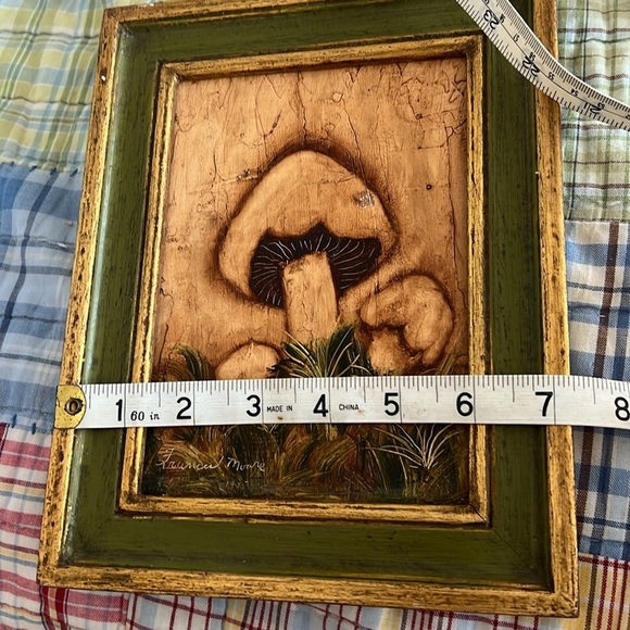 Vintage 1975 Painted Mushrooms Handmade Art Work Gold Frame Frances Moore - Picture 6 of 7
